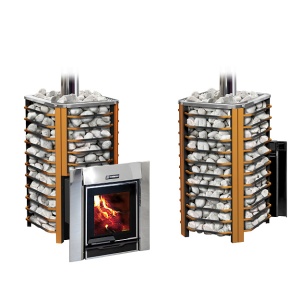 Печь-каменка ЕРМАК ПРЕМИУМ 16 СЕТКА СТАЛЬ 8мм дверца ПАНОРАМА (8 - 16 м.куб)