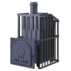 Печь-каменка чугунная GFS ЗК УРАГАН 40 в СЕТКЕ  дверца глухая (40 м.куб)