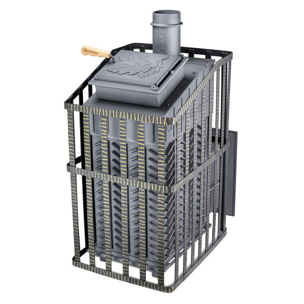 Печь-каменка чугунная GFS-ЗК УРАГАН 40С в сетке усиленная каменка (40 м.куб)