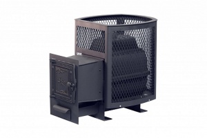 Печь-каменка  чугунная СИБИРЬ 24  СЕТКА  высечка дверца универсальная ЧУГУН/СТЕКЛО (12 - 24 м.куб)