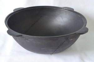 Казан чугунный225л узбекский без крышки круглое дно