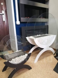 Биокамин AURIS 300 GLASS white напольный, настольный