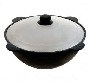 Казан чугунный  4,5л узбекский с крышкой плоское дно