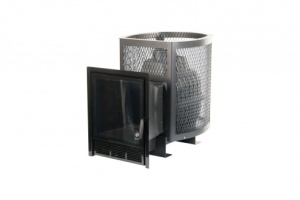 Печь-каменка  чугунная СИБИРЬ 20  ПРО СЕТКА  высечка дверца ПАНОРАМА (10 - 20 м.куб)